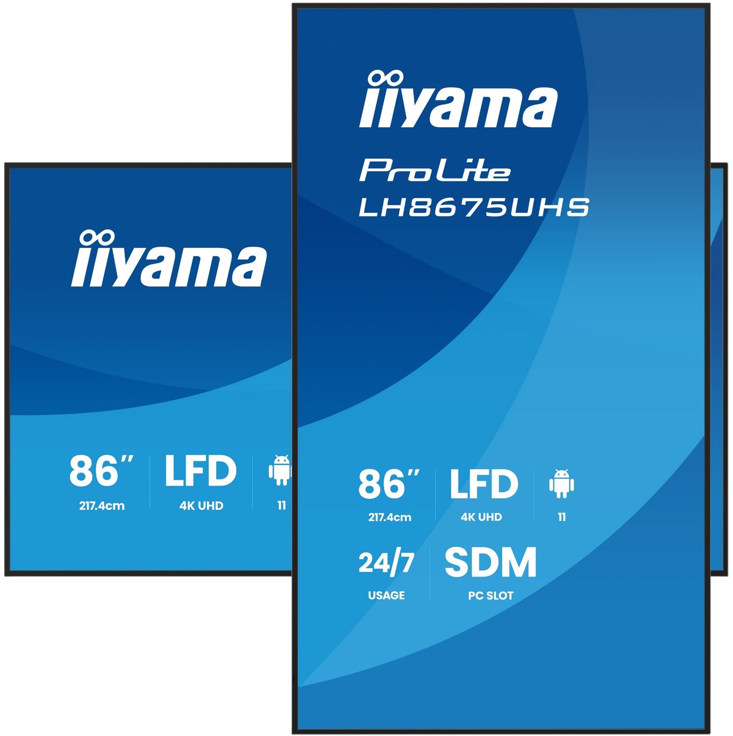 iiyama LH8675UHS-B2AG Signage Display Digital signage flat panel 2.17 m (85.6") LCD Wi-Fi 500 cd/m² 4K Ultra HD Black Built-in processor Android 11 24/7