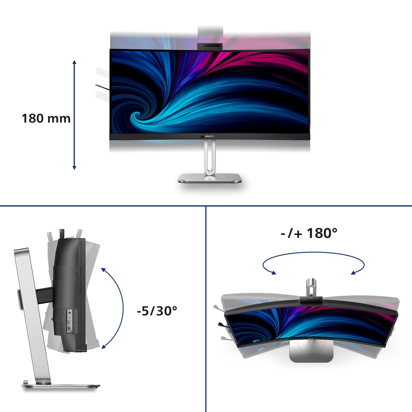 Philips 6000 series 34B2U6603CH/00 computer monitor 86.4 cm (34") 3440 x 1440 pixels Wide Quad HD LCD Grey